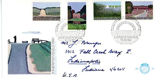 FDC, 1980, Holandsko, letné známky