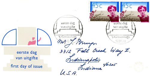 FDC, 1978, Holandsko, Hamletova známka