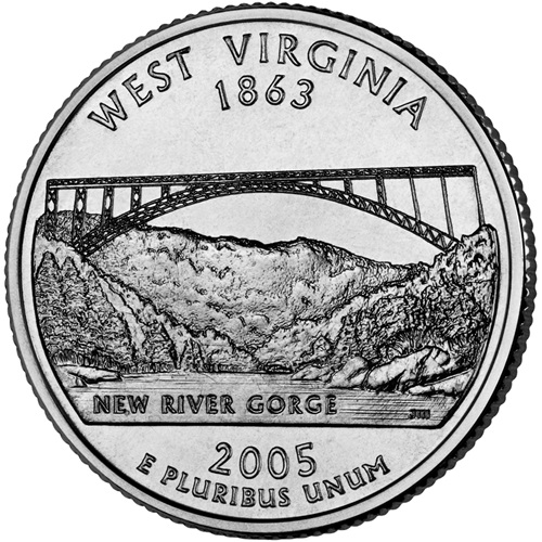 Quarter Dollar 2005 P USA UNC West Virginia