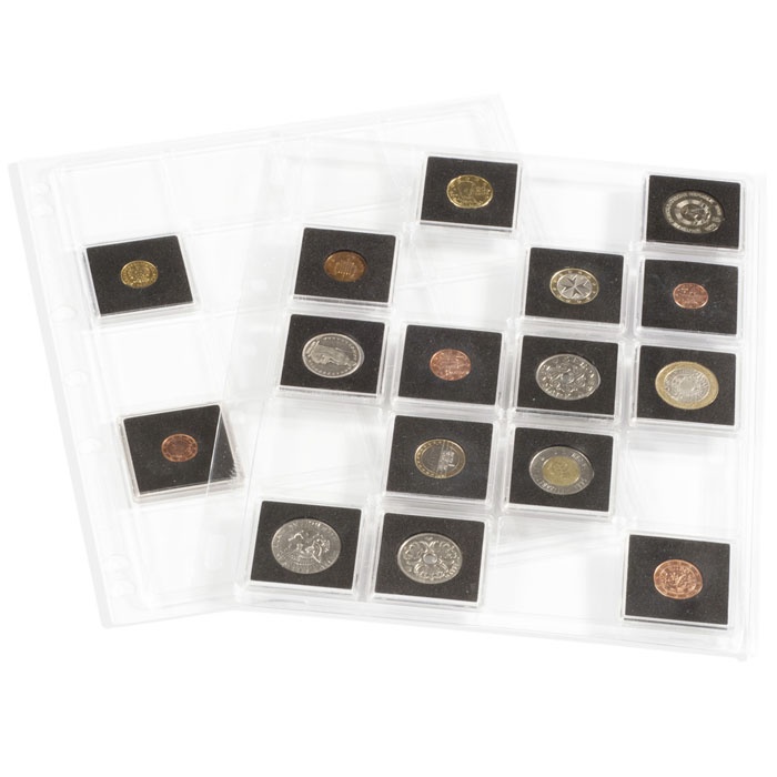 Listy ENCAP na mince v kasli, 2ks/bal, 20 otvorov pre QUADRUM 50 x 50 mm