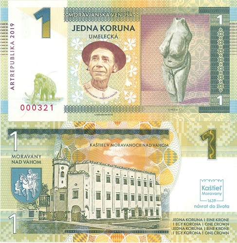 1 Koruna 2019 UNC Moravianska Venuša