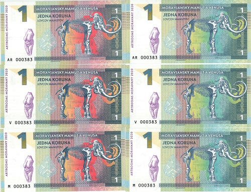 1 Koruna 2020 UNC Moraviansky mamut a Venuša SET