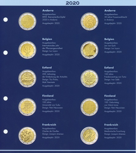 Doplňujúce listy 2020 pre album NUMIS 2 euro, Nemecké (EUALB2EUN20)