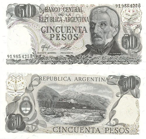 50 Pesos 1977-78 Argentína UNC séria B