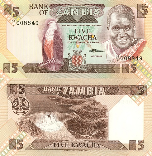 5 Kwacha 1986-88 Zambia UNC séria 39/C