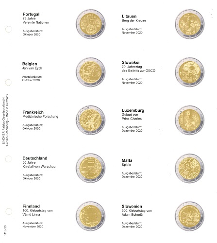 Doplňujúci list č.30 pre album Lindner 2 euro (1118-30)