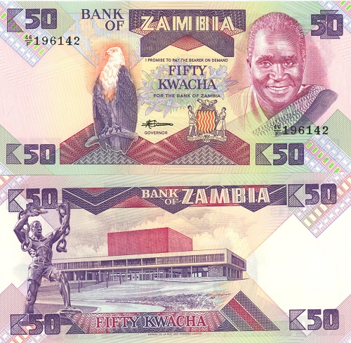50 Kwacha 1986-88 Zambia UNC séria 46/F