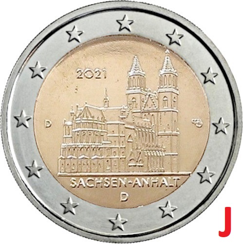 2 euro 2021 J Nemecko cc.UNC, Sasko-Anhaltsko