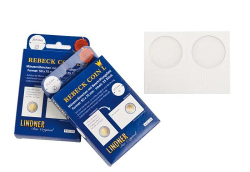 Pap.puzdro REBECK COIN L na mince, samolepiace, 27,5 mm, 25ks/bal, biele (RC275)