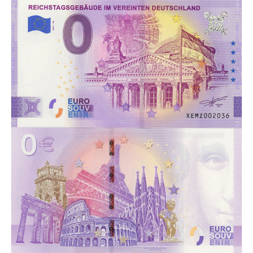 0 euro suvenír 2021/38 Nemecko UNC Reichstagsgebaude Im Vereinten  (ND)