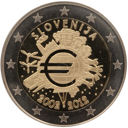 2 euro 2012 Slovinsko cc.PROOF 10 Rokov Euro Meny
