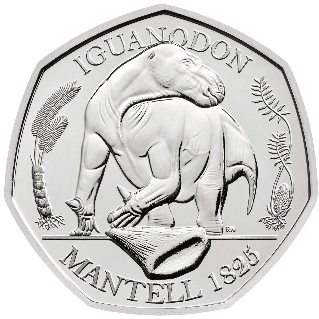 50 Pence 2020 Anglicko BU karta Iguanodon