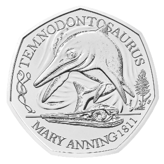 50 Pence 2021 Anglicko BU karta Temnodontosaurus