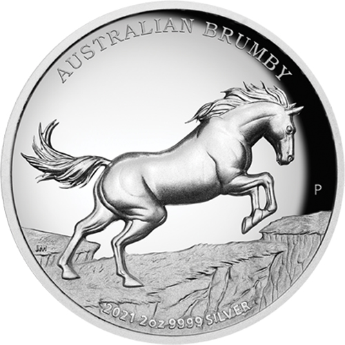 2 Dollars 2021 Austrália PROOF 2 Oz Ag Australian Brumby