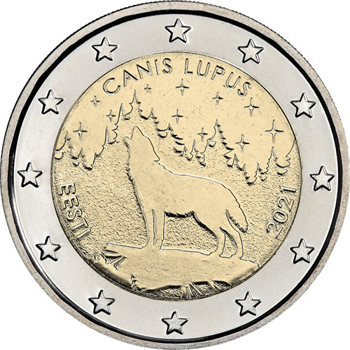 2 euro 2021 Estónsko cc.UNC Vlk dravý
