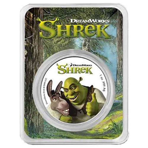 2 Dollars 2021 Niue BU farbená, karta 1 Oz Ag Shrek (Z:4:4)