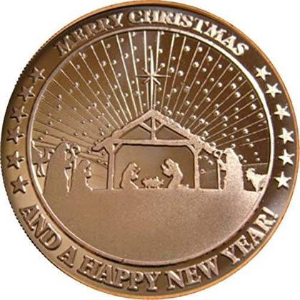 Medaila, ADVP OUNCE 999/1000 Cu Merry Christmas and A Happy New Year! 