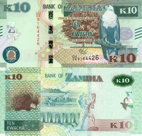 10 Kwacha 2020 Zambia UNC séria CU/20