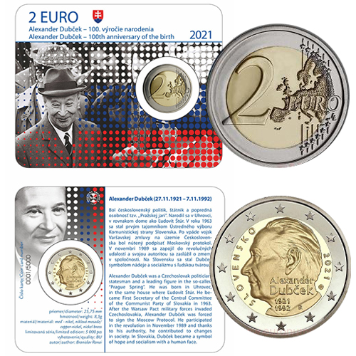 2 euro 2021 Slovensko cc.UNC karta Alexander Dubček (501474)