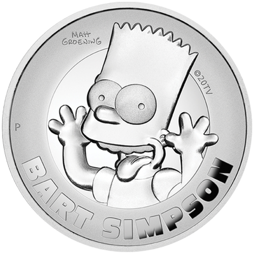 2 Dollars 2022 Tuvalu PROOF 2 Oz Ag Bart Simpson
