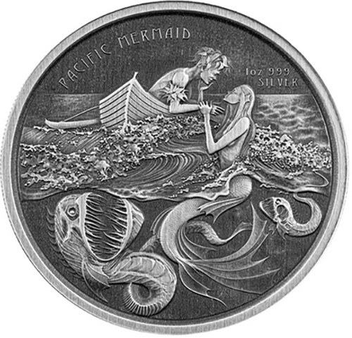 2 Tala 2021 Samoa BU patinované 1 Oz Ag Pacific Mermaid