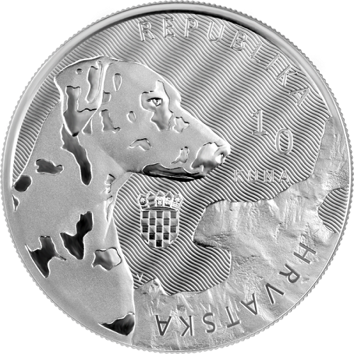 10 kuna 2021 Chorvátsko BU etua 1 Oz Ag, Dalmatian Dog