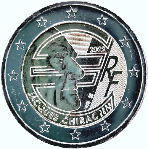 2 euro 2022 Francúzsko cc.UNC, Jacques Chirac