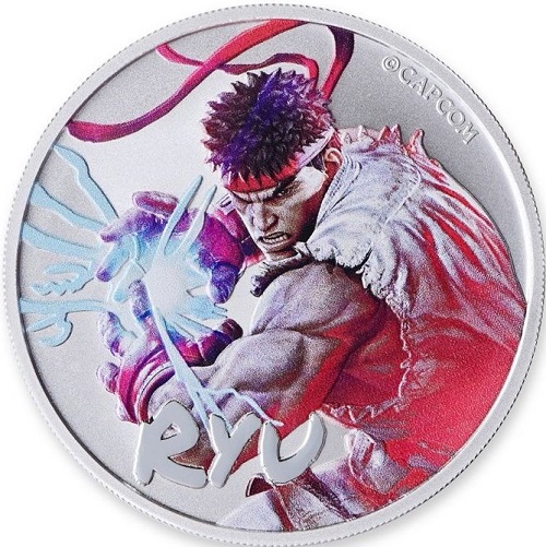 Dollar 2022 Tuvalu BU farbená 1 Oz Ag Street Fighter - Ryu
