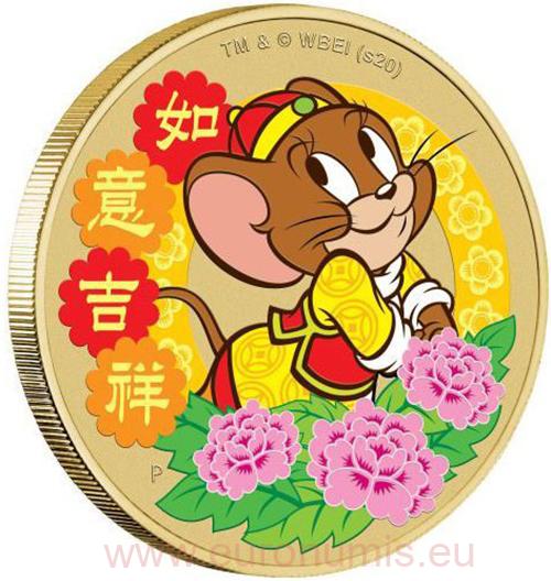 Dollar 2020 Tuvalu BU karta so známkou Tom a Jerry