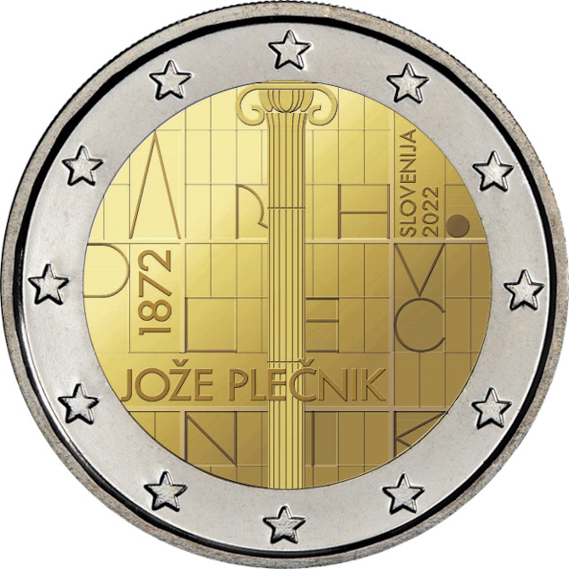 2 euro 2022 Slovinsko cc.UNC Jože Plečnik