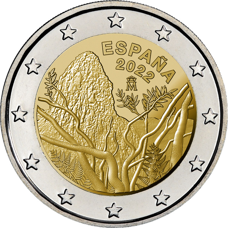 2 euro 2022 Španielsko cc. UNC Národný park Garajonay