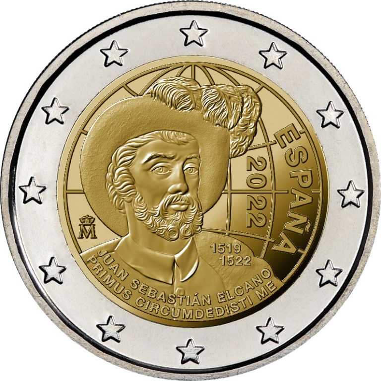 2 euro 2022 Španielsko cc. UNC, Juan Sebastián Elcano