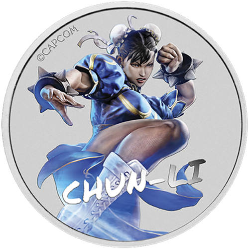 Dollar 2022 Tuvalu BU farbená 1 Oz Ag Street Fighter - Chun Li