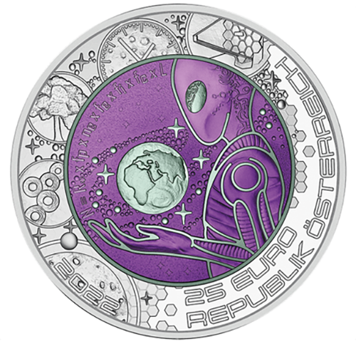 25 euro 2022 Rakúsko PROOF Niobium, Extraterrestrial Life