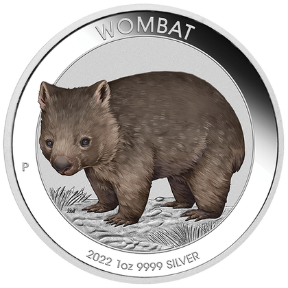 Dollar 2022 Austrália BU karta farbená 1 Oz Ag Australian Wombat