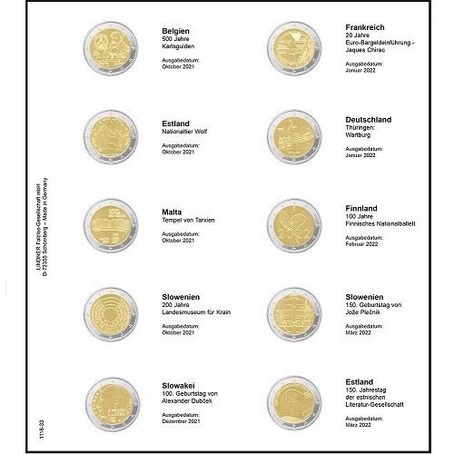 Doplňujúci list č.33 pre album Lindner 2 euro  (1118-33)