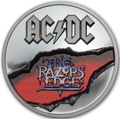 10 Dollars 2019 Cook Islands PROOF black 2 Oz Ag AC/DC The Razors Edge 