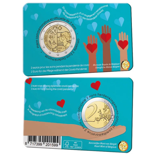 2 euro 2022 Belgicko cc.BU karta, (FR/D) pandémia Covidu