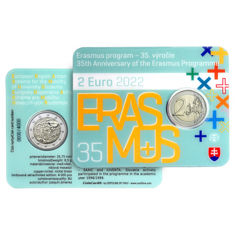 2 euro 2022 Slovensko cc.UNC karta Erasmus program