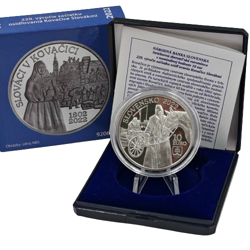 10 euro 2022 Slovensko PROOF, začiatok osídľovania Kovačice Slovákmi 