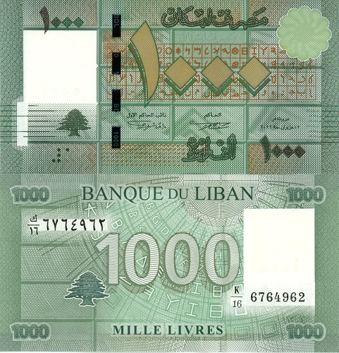 1000 Livres 2012 Libanon UNC séria K/16