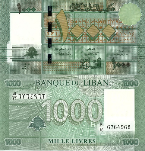 1000 Livres 2012 Libanon UNC séria K/16