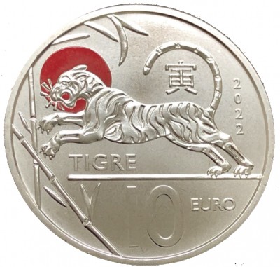 10 euro 2022 San Maríno cc.BU Chinese Lunar Calendar Tiger
