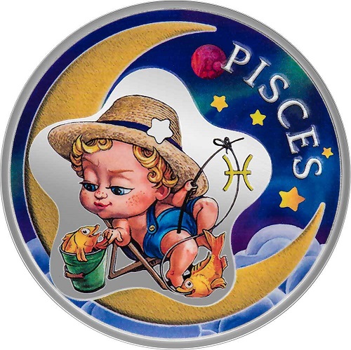 2 Cedis Ghana BU 1/2 Oz Ag Baby Zodiac PISCES