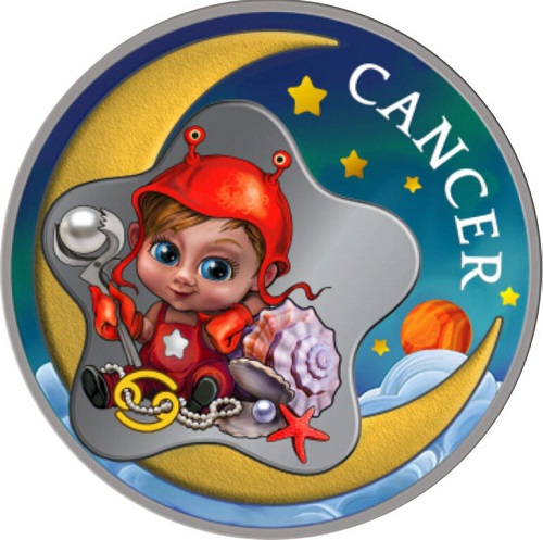 2 Cedis Ghana BU 1/2 Oz Ag Baby Zodiac CANCER