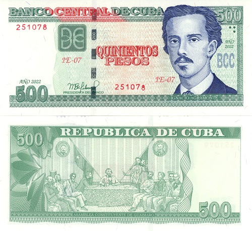 500 Pesos 2022 Kuba UNC séria IE-07