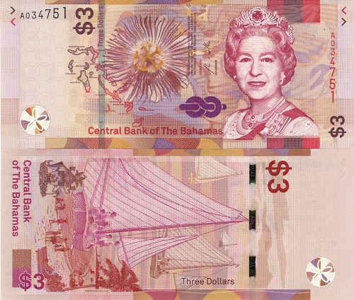 3 Dollars 2019 Bahamy UNC séria A