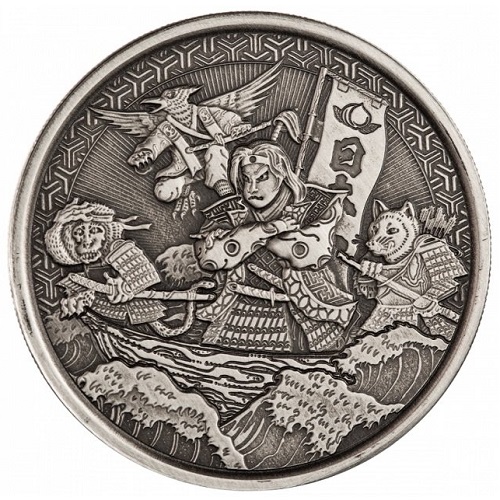 5 Tala 2021 Samoa BU antique 1 Oz Ag Momotaro Onto Demon