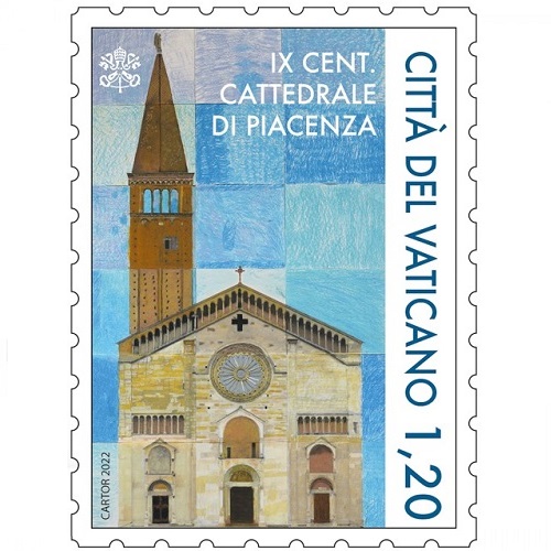 Známka 2022 Vatikán čistá, katedrála Piacenza
