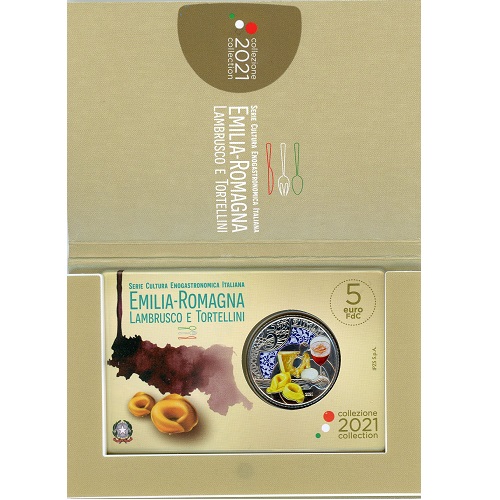 5 euro 2021 Taliansko BU karta Emilia-Romagna - Lambrusco a Tortellini